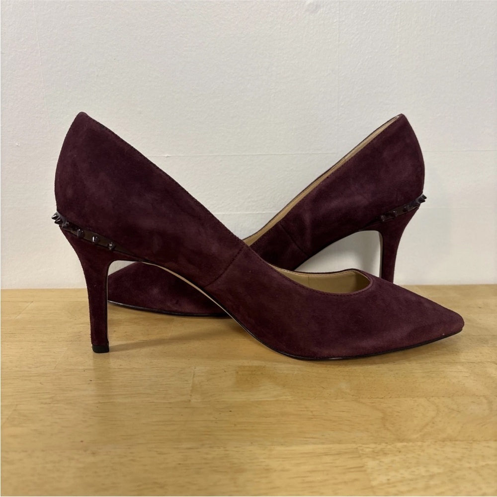 Sam Edelman Women’s Size 7.5M Tonia Burgundy Suede Spike Heels - Picture 9 of 9